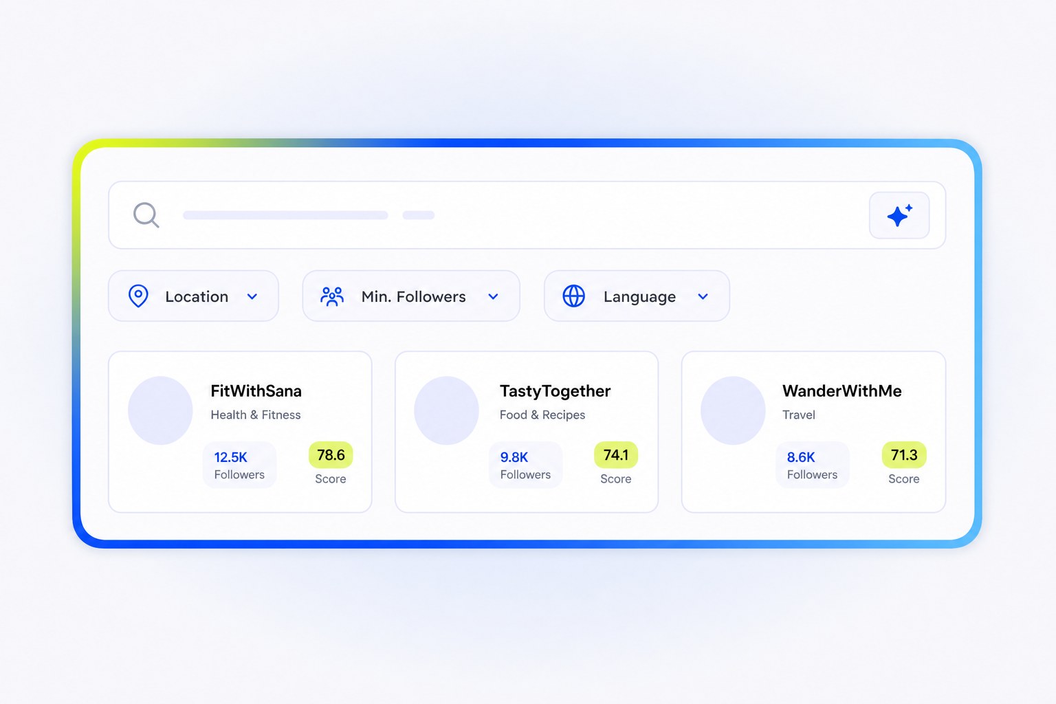 Creator discovery search with plain-language brief and filters for finding Instagram influencers in India